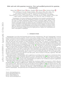 Hide and seek with quantum resources: New and modified protocols for
  quantum steganography