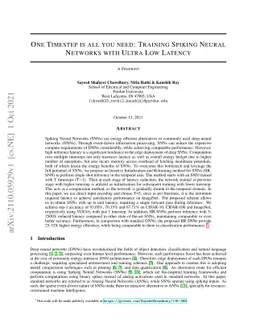 One Timestep is All You Need: Training Spiking Neural Networks with
  Ultra Low Latency