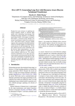 DiscoDVT: Generating Long Text with Discourse-Aware Discrete Variational
  Transformer