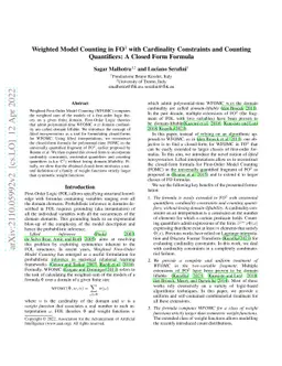 Weighted Model Counting in FO2 with Cardinality Constraints and Counting
  Quantifiers: A Closed Form Formula