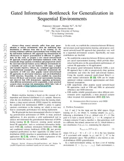 Gated Information Bottleneck for Generalization in Sequential
  Environments