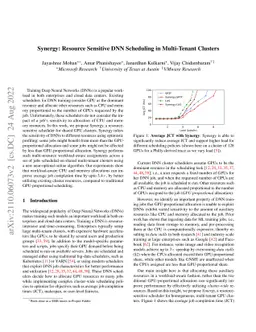 Synergy: Resource Sensitive DNN Scheduling in Multi-Tenant Clusters