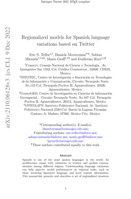Regionalized models for Spanish language variations based on Twitter