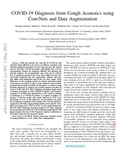 COVID-19 Diagnosis from Cough Acoustics using ConvNets and Data
  Augmentation