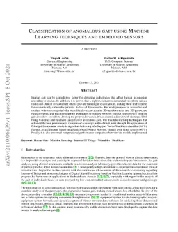 Classification of anomalous gait using Machine Learning techniques and
  embedded sensors