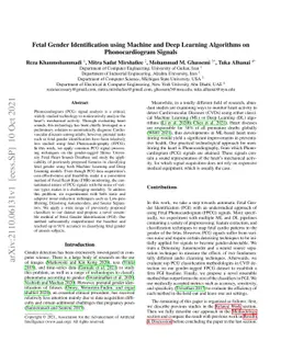 Fetal Gender Identification using Machine and Deep Learning Algorithms
  on Phonocardiogram Signals
