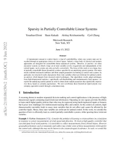 Sparsity in Partially Controllable Linear Systems