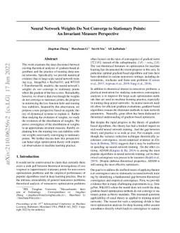 Neural Network Weights Do Not Converge to Stationary Points: An
  Invariant Measure Perspective