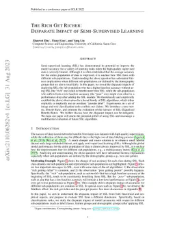 The Rich Get Richer: Disparate Impact of Semi-Supervised Learning