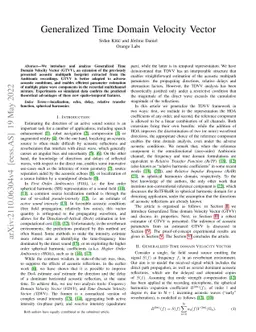 Generalized Time Domain Velocity Vector