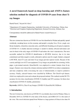 A novel framework based on deep learning and ANOVA feature selection
  method for diagnosis of COVID-19 cases from chest X-ray Images