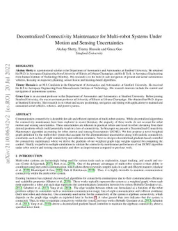 Decentralized Connectivity Maintenance for Multi-robot Systems Under
  Motion and Sensing Uncertainties