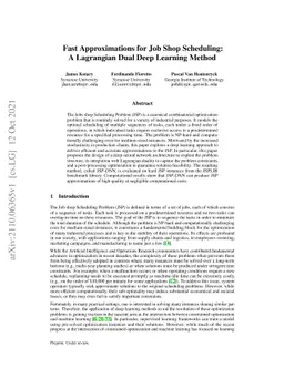 Fast Approximations for Job Shop Scheduling: A Lagrangian Dual Deep
  Learning Method