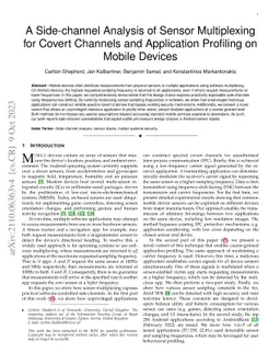 A Side-channel Analysis of Sensor Multiplexing for Covert Channels and
  Application Profiling on Mobile Devices