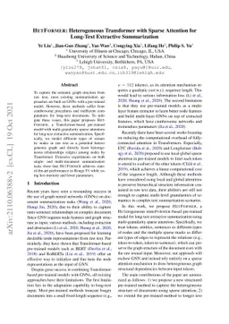 HETFORMER: Heterogeneous Transformer with Sparse Attention for Long-Text
  Extractive Summarization