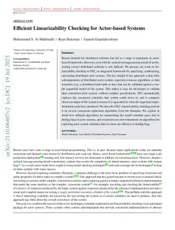 Efficient Linearizability Checking for Actor-based Systems