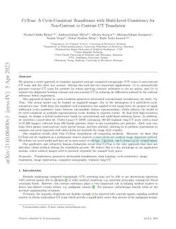 CyTran: A Cycle-Consistent Transformer with Multi-Level Consistency for
  Non-Contrast to Contrast CT Translation