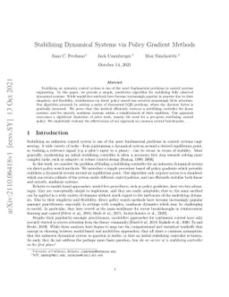 Stabilizing Dynamical Systems via Policy Gradient Methods