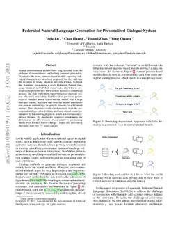 Federated Natural Language Generation for Personalized Dialogue System