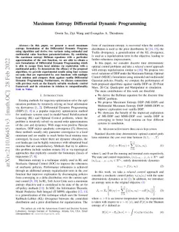 Maximum Entropy Differential Dynamic Programming