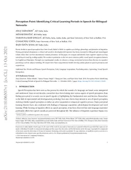 Perception Point: Identifying Critical Learning Periods in Speech for
  Bilingual Networks
