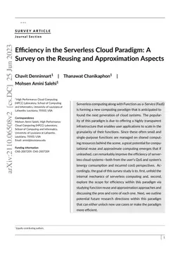 Efficiency in the Serverless Cloud Paradigm: A Survey on the Reusing and
  Approximation Aspects
