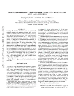 Simple Attention Module based Speaker Verification with Iterative noisy
  label detection