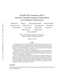 NeurIPS 2021 Competition IGLU: Interactive Grounded Language
  Understanding in a Collaborative Environment