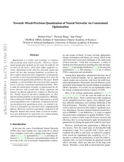 Towards Mixed-Precision Quantization of Neural Networks via Constrained
  Optimization