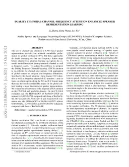 Duality Temporal-channel-frequency Attention Enhanced Speaker
  Representation Learning