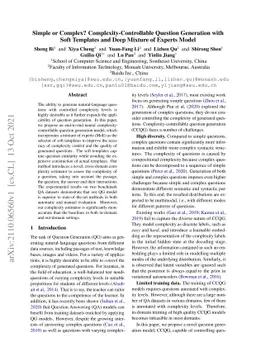 Simple or Complex? Complexity-Controllable Question Generation with Soft
  Templates and Deep Mixture of Experts Model