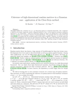 Coherence of high-dimensional random matrices in a Gaussian case :
  application of the Chen-Stein method