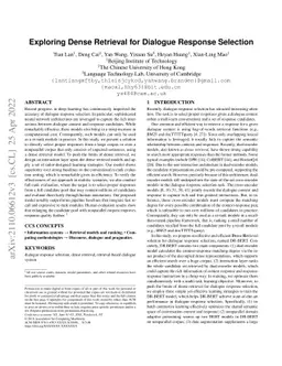 Exploring Dense Retrieval for Dialogue Response Selection