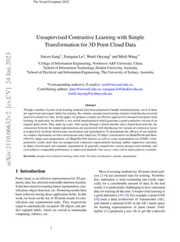 Unsupervised Contrastive Learning with Simple Transformation for 3D
  Point Cloud Data