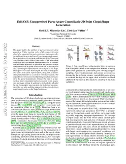 EditVAE: Unsupervised Part-Aware Controllable 3D Point Cloud Shape
  Generation