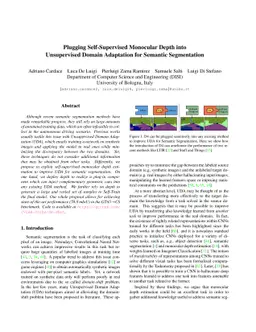 Plugging Self-Supervised Monocular Depth into Unsupervised Domain
  Adaptation for Semantic Segmentation
