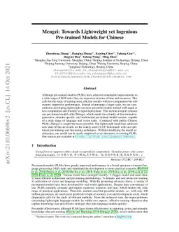 Mengzi: Towards Lightweight yet Ingenious Pre-trained Models for Chinese