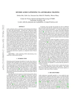 Diverse Audio Captioning via Adversarial Training