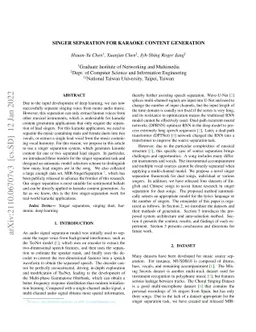 Singer separation for karaoke content generation