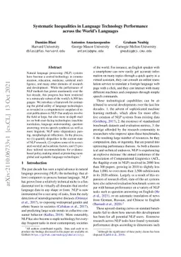 Systematic Inequalities in Language Technology Performance across the
  World's Languages