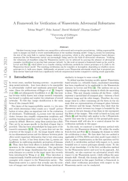 A Framework for Verification of Wasserstein Adversarial Robustness