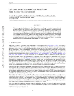 Leveraging redundancy in attention with Reuse Transformers