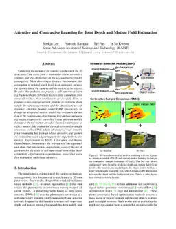 Attentive and Contrastive Learning for Joint Depth and Motion Field
  Estimation