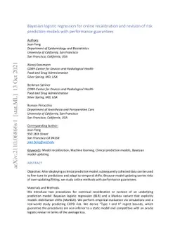 Bayesian logistic regression for online recalibration and revision of
  risk prediction models with performance guarantees