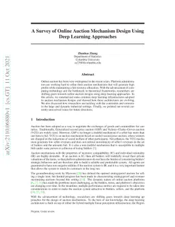 A Survey of Online Auction Mechanism Design Using Deep Learning
  Approaches