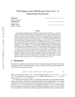 What Happens after SGD Reaches Zero Loss? --A Mathematical Framework