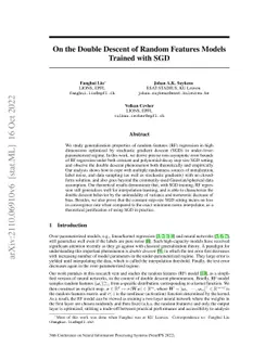 On the Double Descent of Random Features Models Trained with SGD
