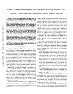 OPEn: An Open-ended Physics Environment for Learning Without a Task