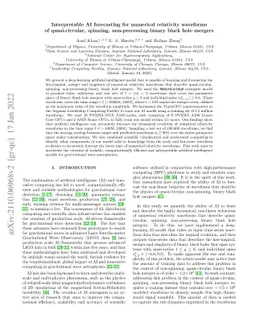Interpretable AI forecasting for numerical relativity waveforms of
  quasi-circular, spinning, non-precessing binary black hole mergers