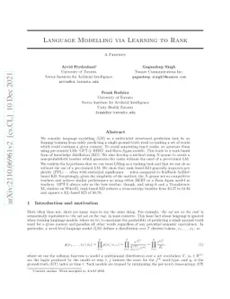 Language Modelling via Learning to Rank